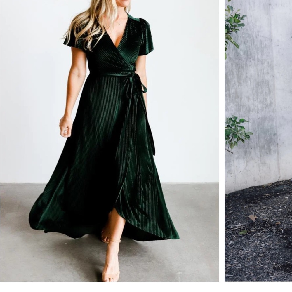 Baltic Born Andi Ribbed Velvet Wrap Dress Emerald Green Size XXXL. NWT